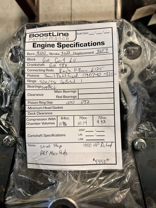 1000hp Iron 6.0L Street/Strip Short Block(Gen 4)